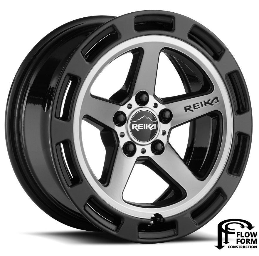 Reika Teton R20 17x7 5x100 15 ET 65.1 CB Gloss Black Machine Face