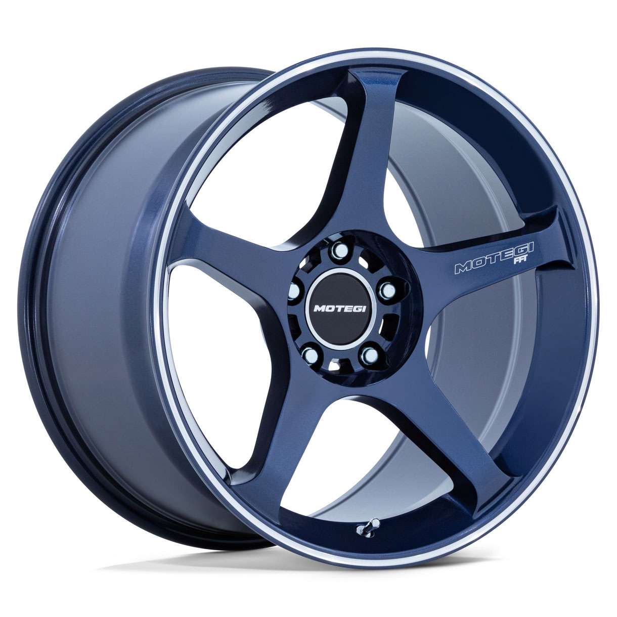 Motegi MR159 Battle V 18x9.5 5x120 0 ET 74.1 CB Obsidian Blue/Machined Stripe