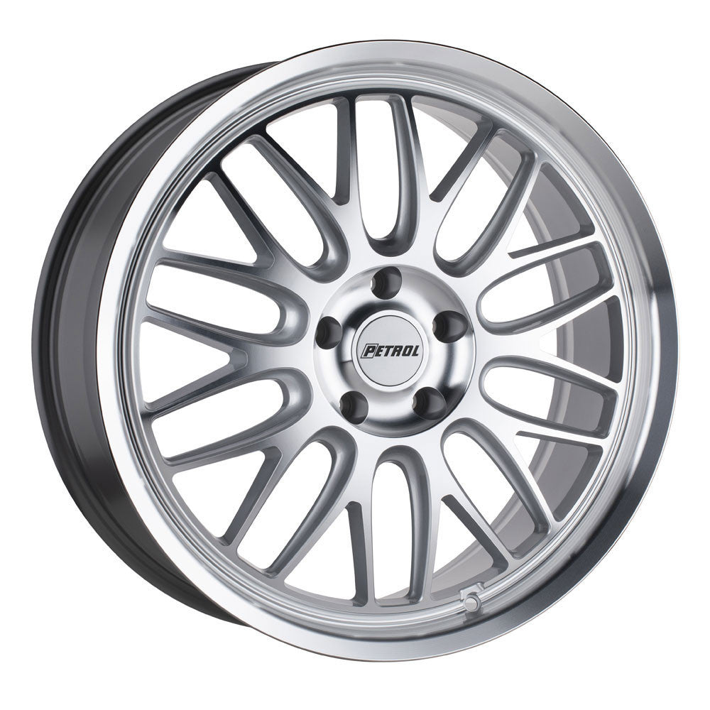 Petrol P4C 16x7 5x114.3 40 ET 76.1 CB Silver w/ Machined Face and Lip