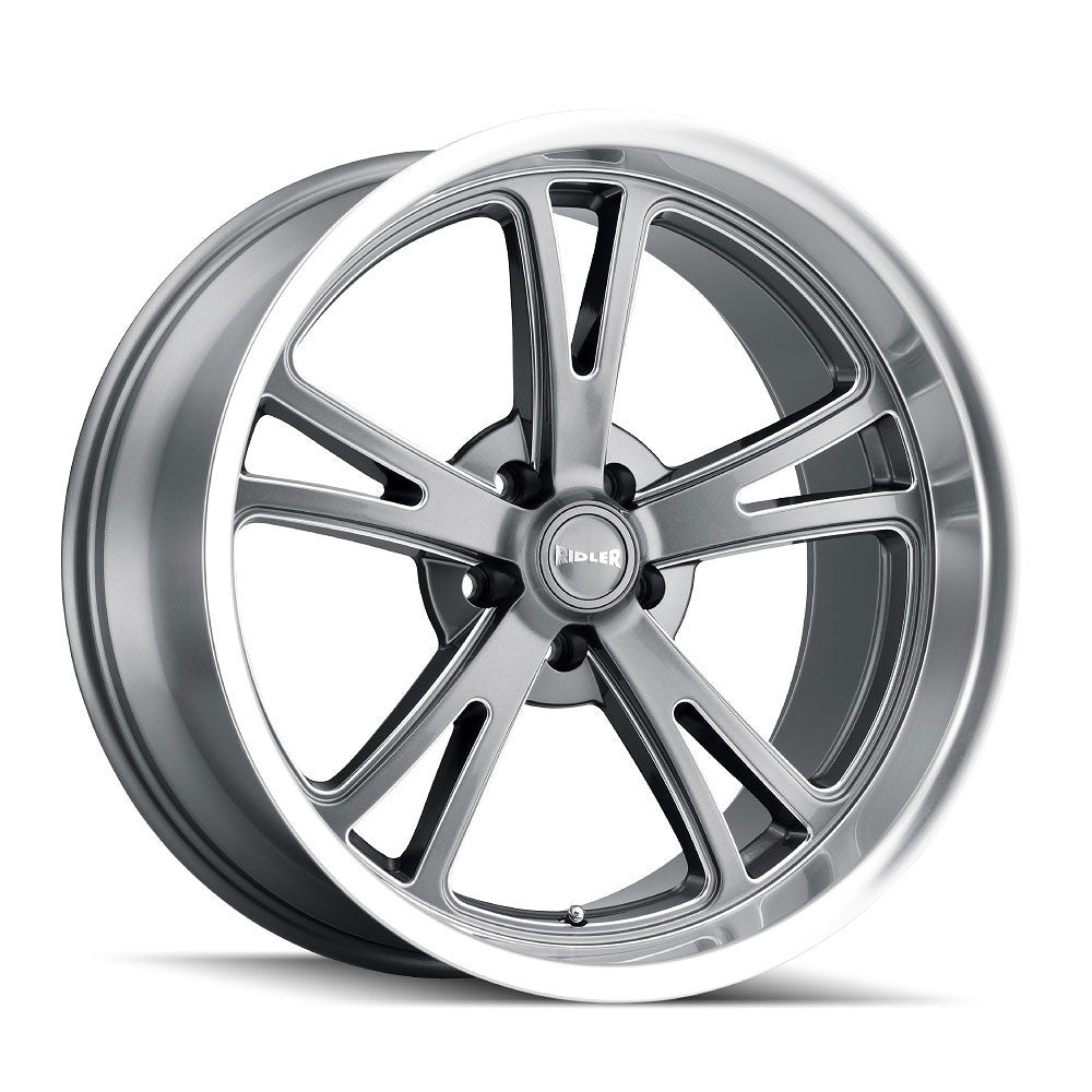 Ridler 606 18x9.5 5x127 0 ET 83.8 CB Gray W/ Milled Spokes & Diamond Lip