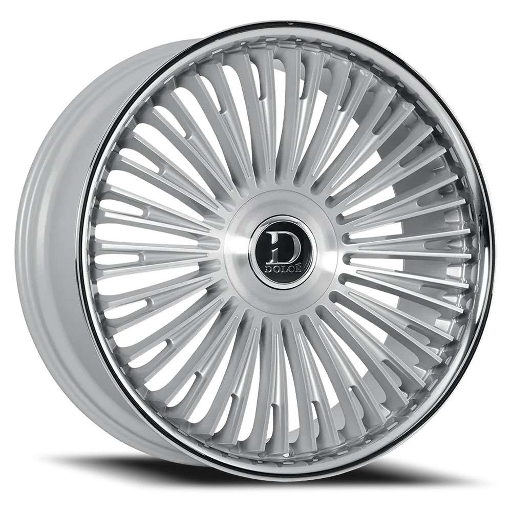 Dolce Razzo 22x9.5 6x135 / 6x139.7 35 ET 87.1 CB Gloss Silver/Brushed Face/Stainless Lip