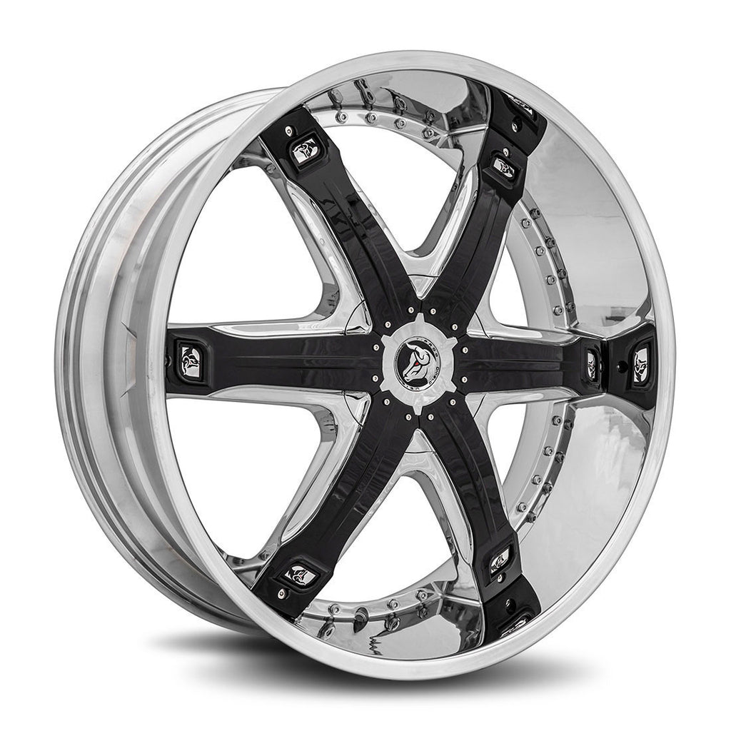 Diablo Fury 24x10 Blank 5 Lug 12 ET 78.1 CB Chrome Black Inserts