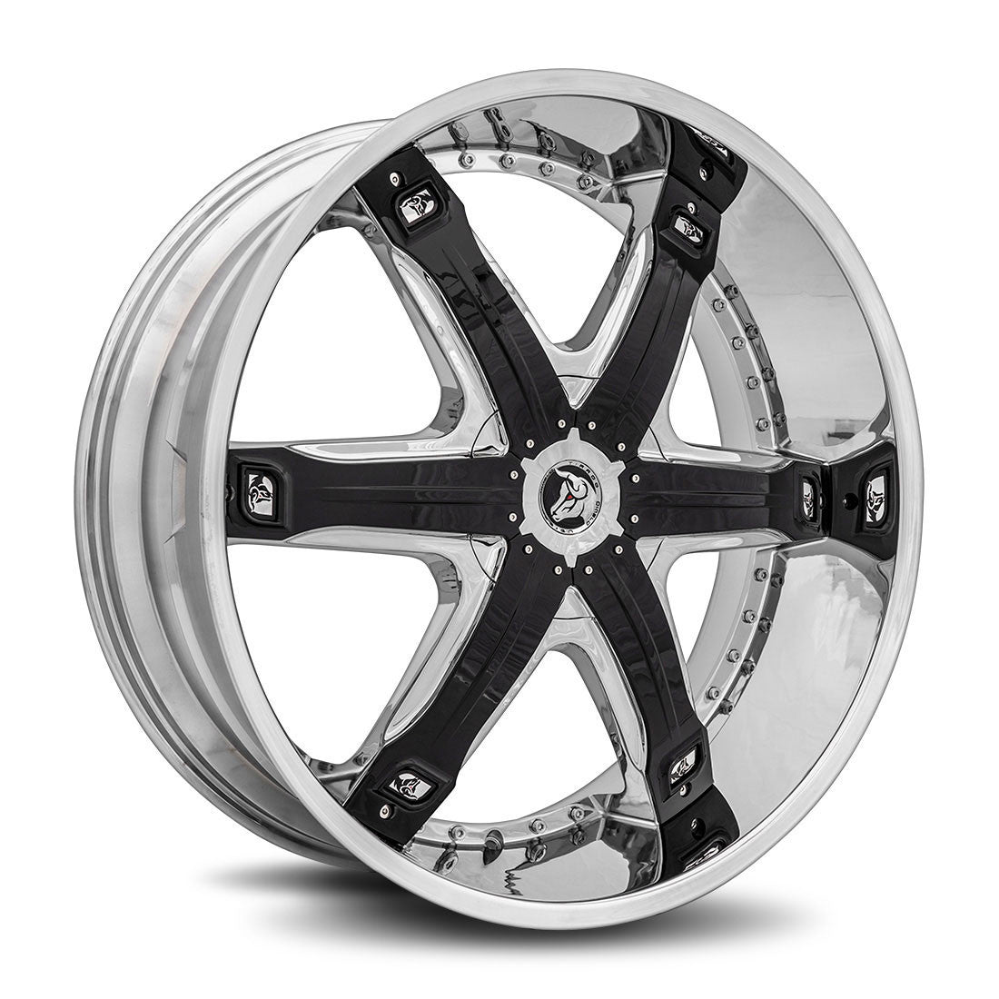 Diablo Fury 24x10 Blank 5 Lug 12 ET 78.1 CB Chrome Black Inserts