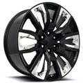 Factory Reproductions Fr207 Gmc Split 6 22x9 6x139.7 28 ET 78.1 CB Black Machined/Chrome Inserts