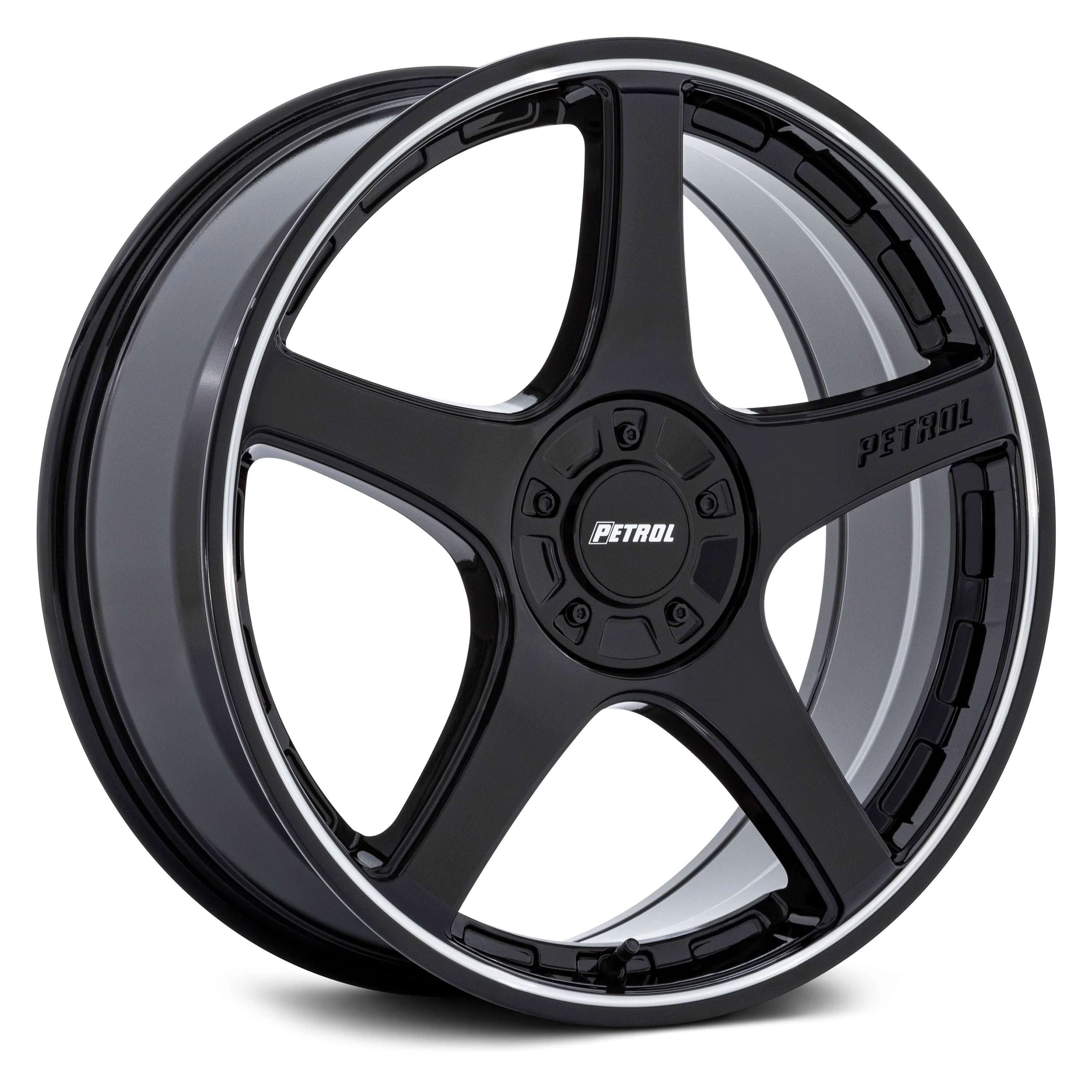 Petrol P2E 17x8 Blank 5 Lug 35 ET 72.56 CB Gloss Black w/Machined Lip